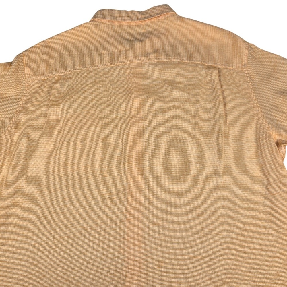 Weatherproof Vintage Mens Orange White Washable Linen Cotton Shirt Large L Short - Picture 2 of 10
